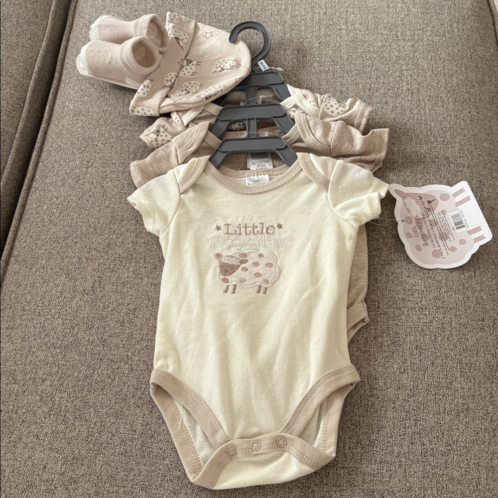 Baby Bodysuit Set - Cream and Tan